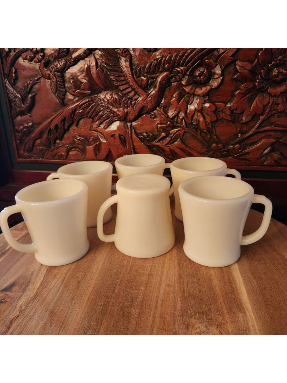 Rare! 6 VINTAGE 50's FIRE KING RESTAURANT WARE IVORY COFFEE MUG D-HANDLE